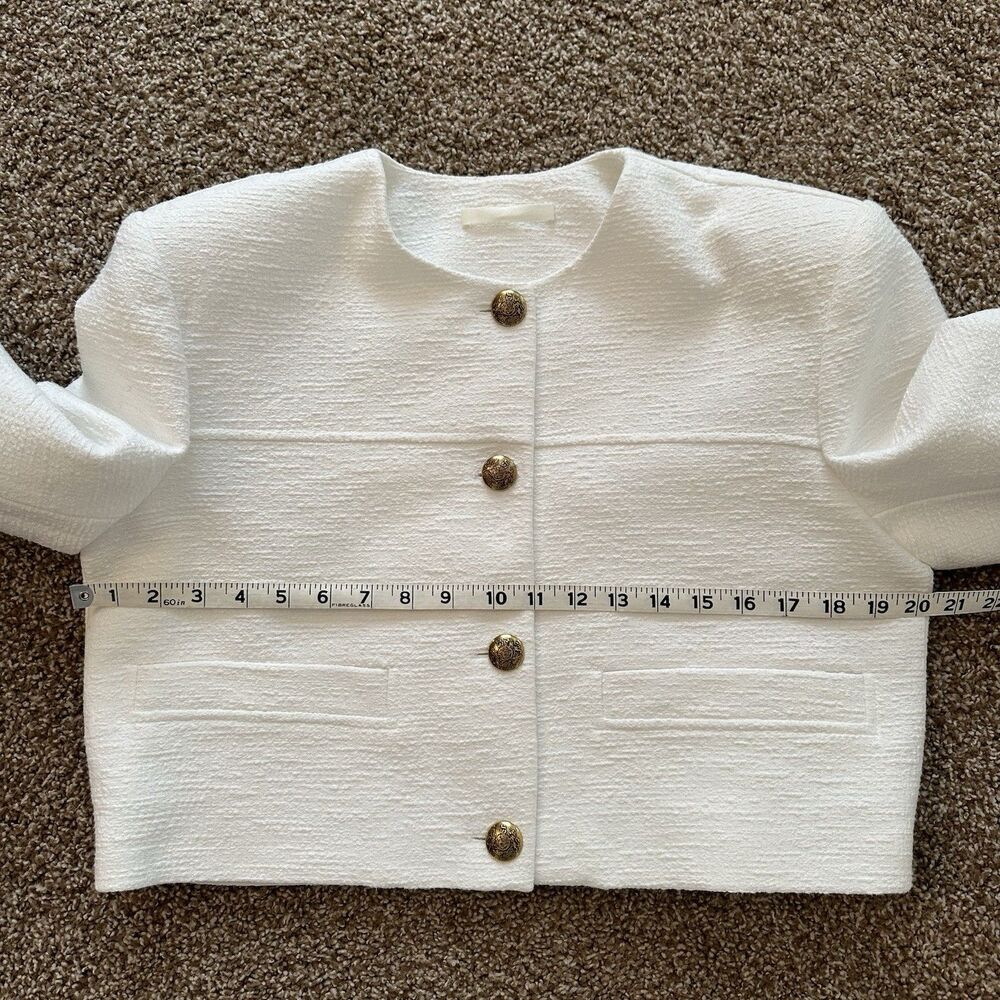 Citizens of Humanity Pia Cropped Jacket Sz Medium White Tweed Boxy Office - Picture 14 of 16